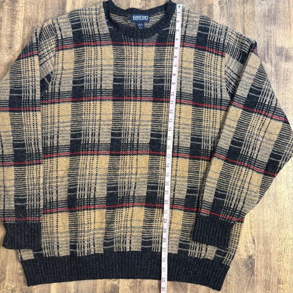 Lands’ End VTG Sweater 100% Shetland Wool Made In Scotland Plaid Check Mens’s XL - Picture 5 of 8
